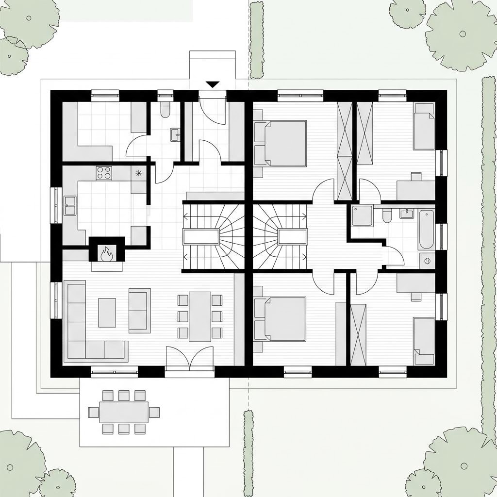 Grundriss Reetgiebel 116 – 116 m² Friesenhaus mit 4 Zimmern