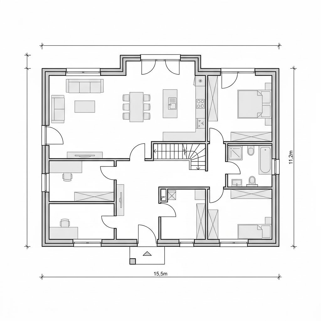 Grundriss Home 4 – 142 m² Ausbauhaus mit 5 Zimmern