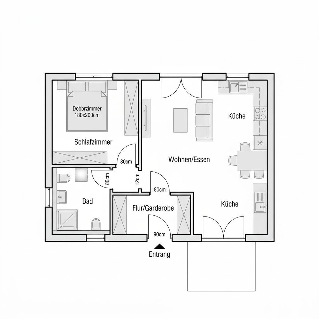 Grundriss Lifetime 6 – 70 m² Bungalow mit 2 Zimmern