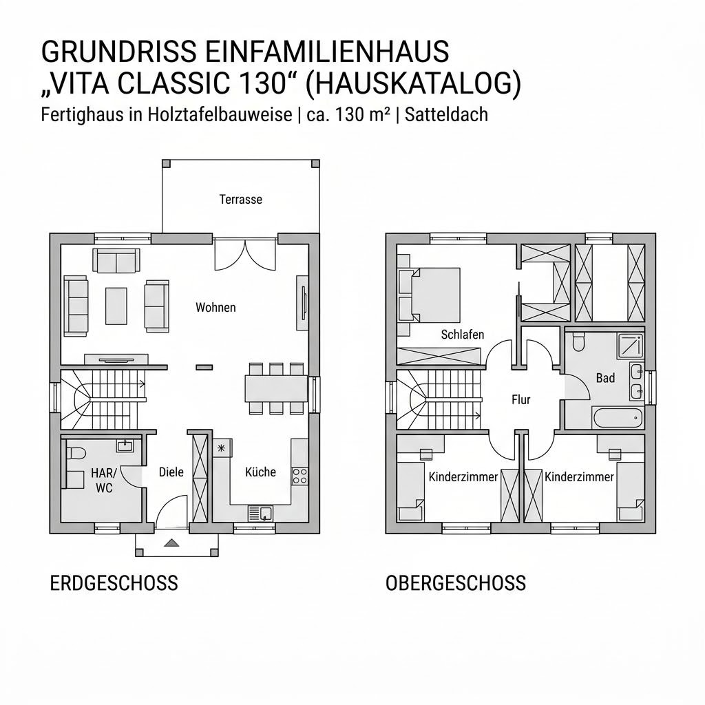 Grundriss Vita Classic 130 von allkauf haus — 130 m², 4 Zimmer