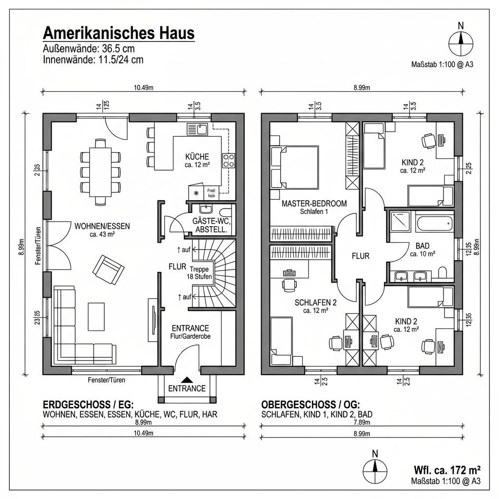 Grundriss Boston 172 von Greenville — 172 m², 6 Zimmer