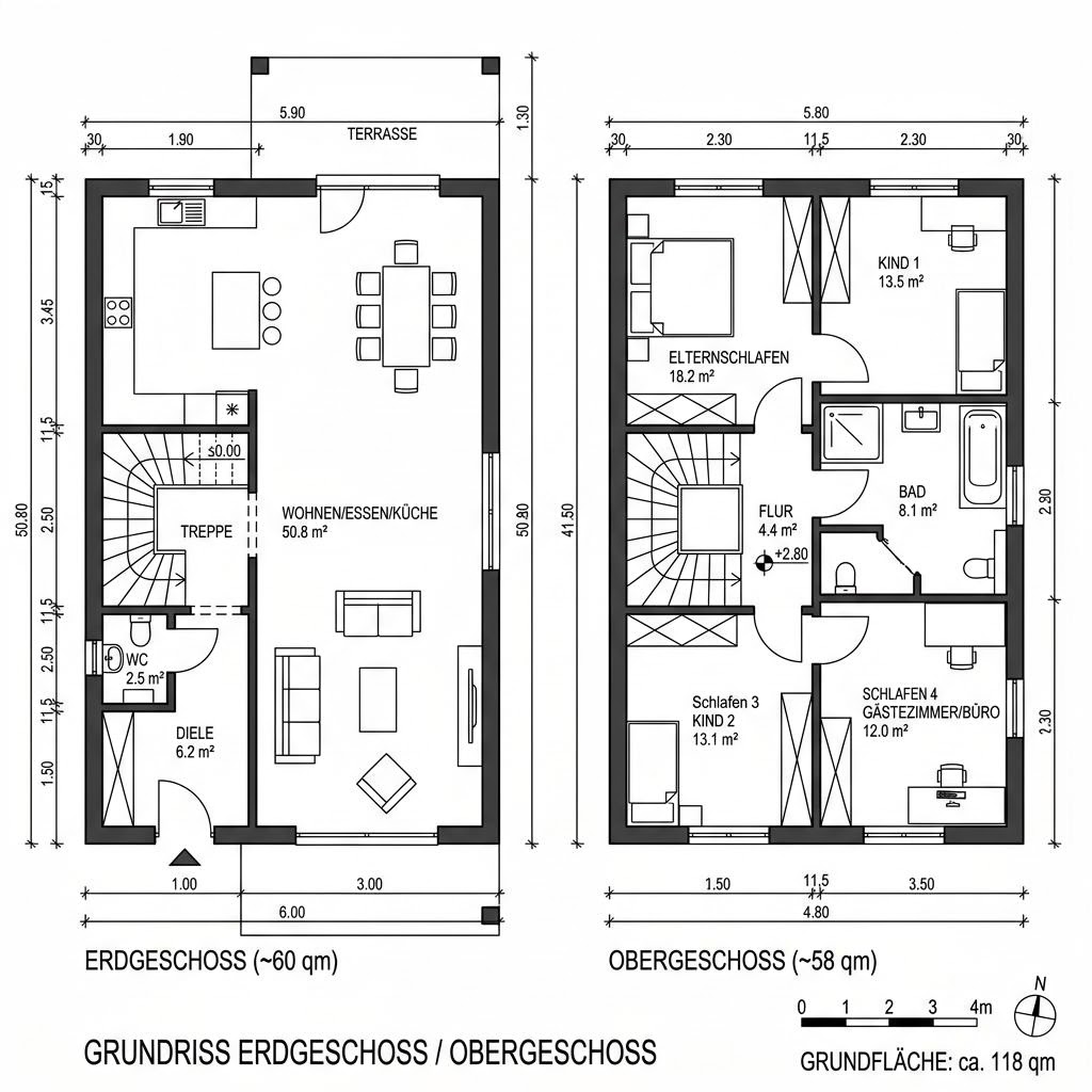 Grundriss Cape Cod 118 von Greenville — 118 m², 4 Zimmer