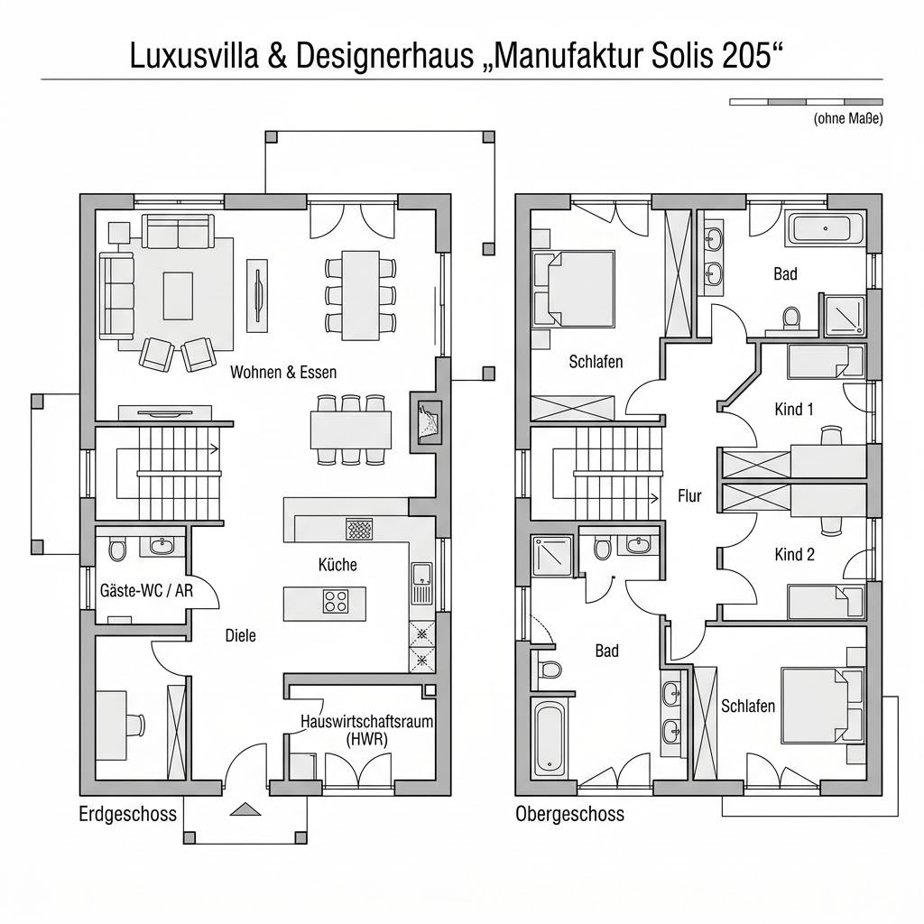Grundriss Manufaktur Solis 205 von Baufritz — 205 m², 6 Zimmer