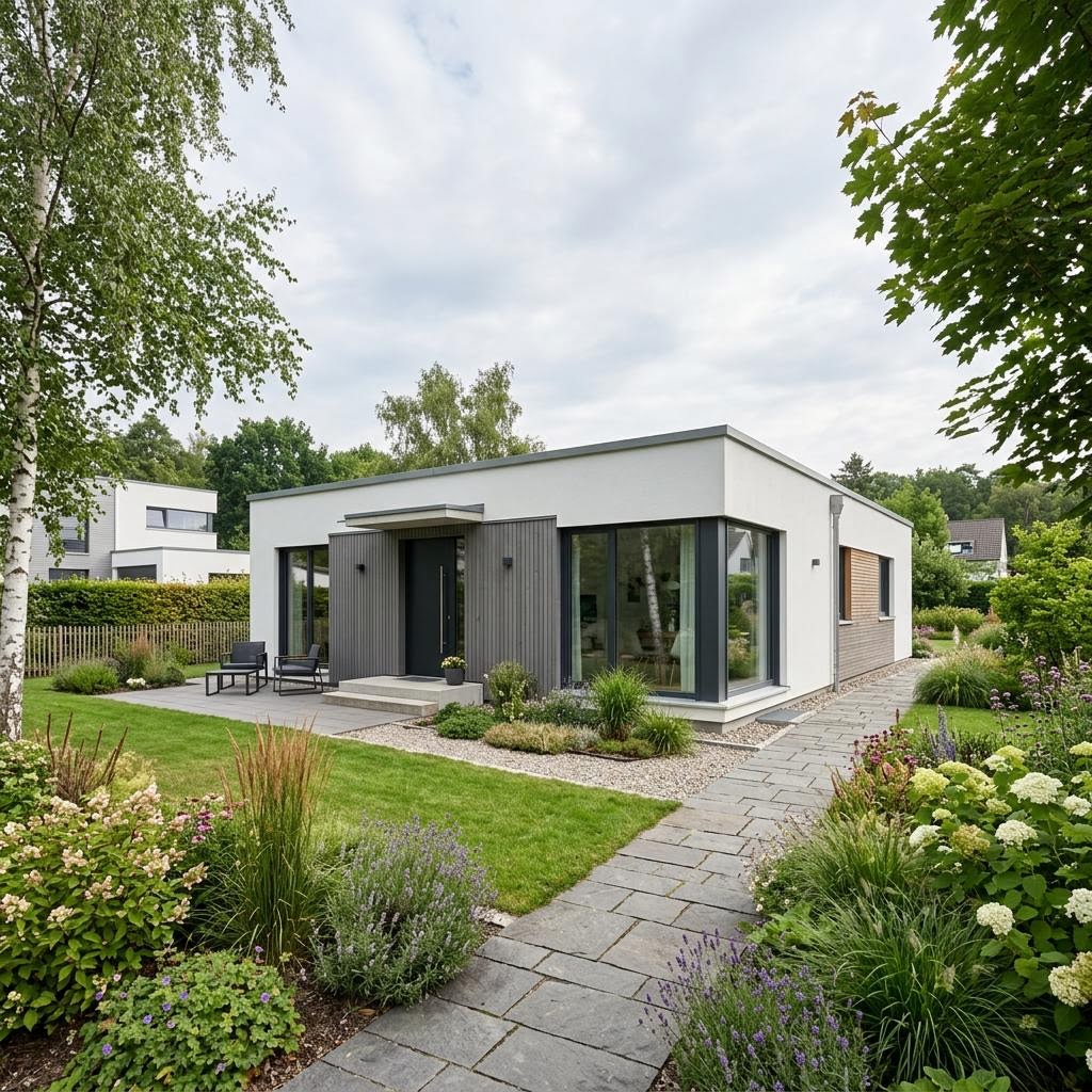 Bungalow Purea 142 von Bien-Zenker mit Flachdach — Design-Bungalow mit 142 m²