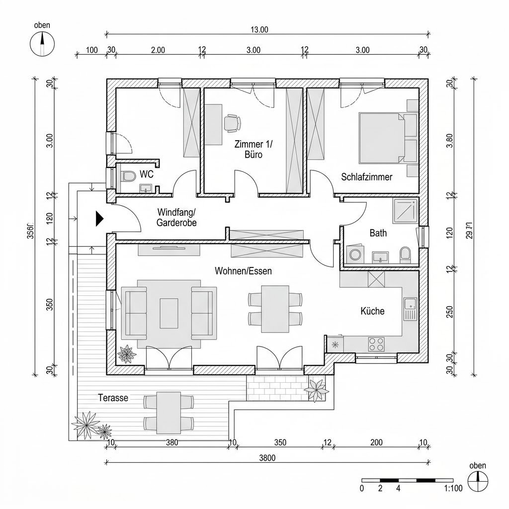 Grundriss Jedermann Klassik – 122 m² Einfamilienhaus mit 5 Zimmern