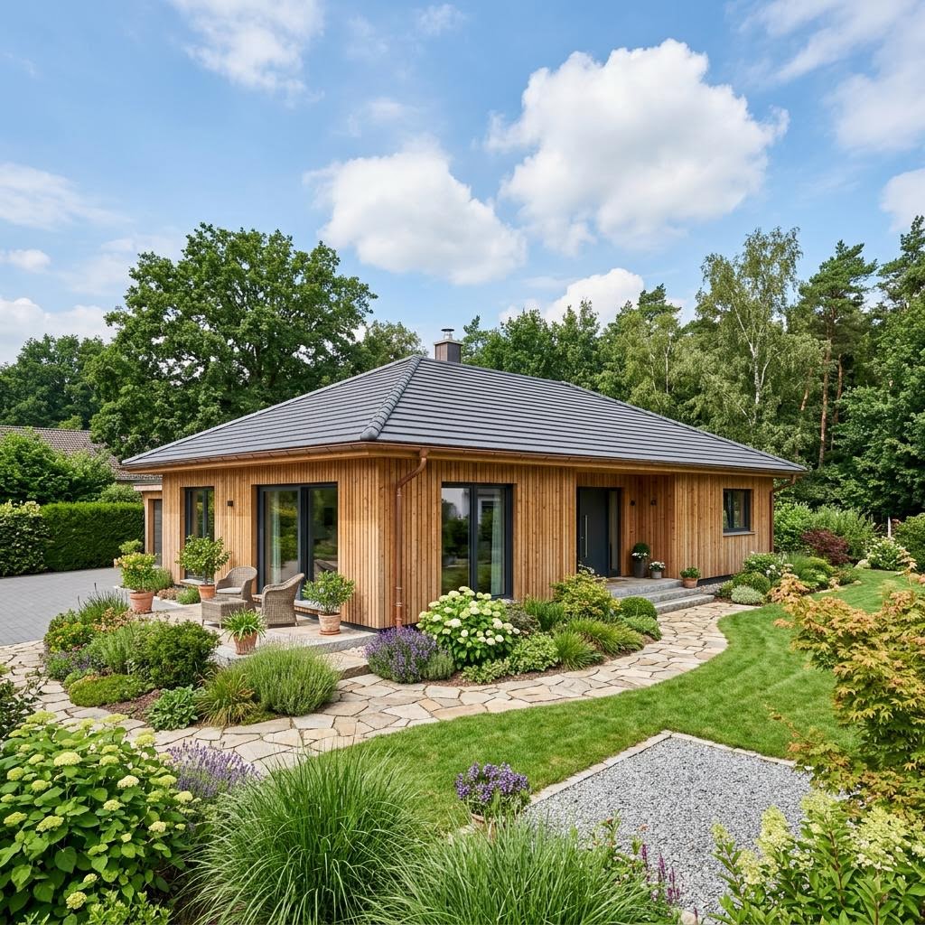 Bungalow Berg von Isartaler Holzhaus — Fertighaus in Holztafelbau mit rund 118 m²