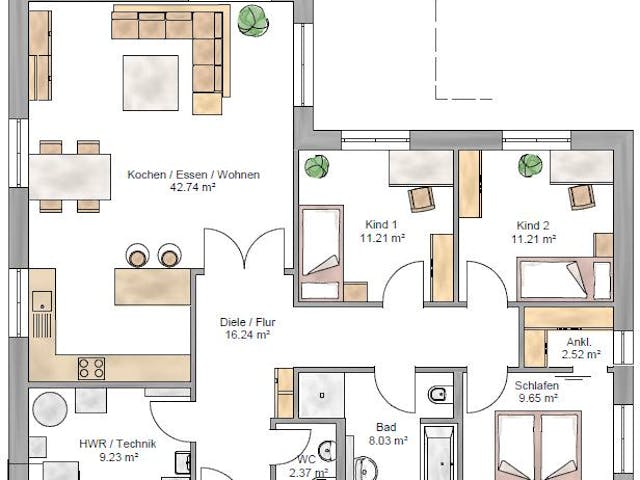 Grundriss Bungalow 113 – 113 m² Bungalow mit 4 Zimmern