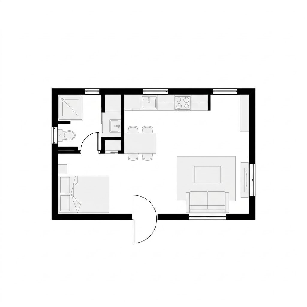 Grundriss Tiny House Glas 30 – 30 m² Tiny House mit 1 Zimmern