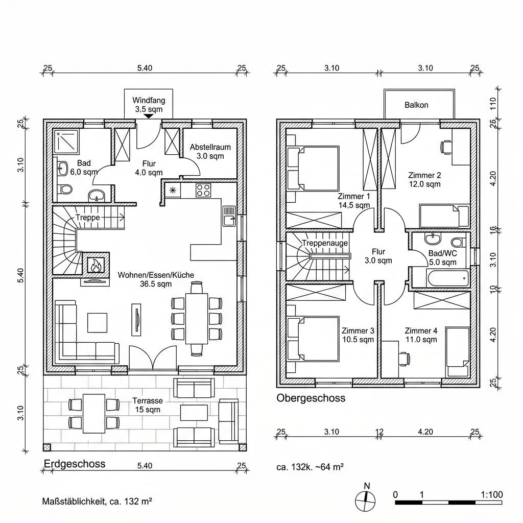 Grundriss Chalet Sonntagshorn 132 – 132 m² Chalet mit 4 Zimmern