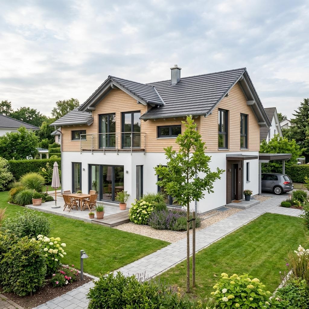 Kapitänshaus Reederei 154 von Dammann-Haus mit breitem Zwerchhaus und Satteldach