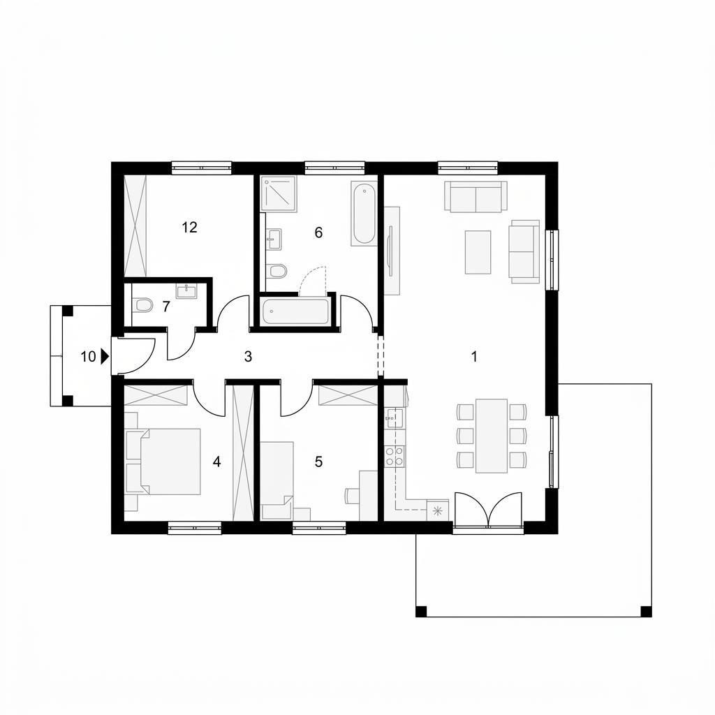 Grundriss Holzhaus Viborg 134 – 134 m² Holzhaus mit 4 Zimmern