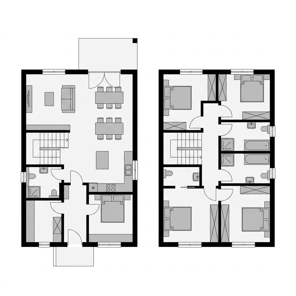 Grundriss Mehrgenerationenhaus Familiehus 190 – 190 m² Mehrgenerationenhaus mit 6 Zimmern