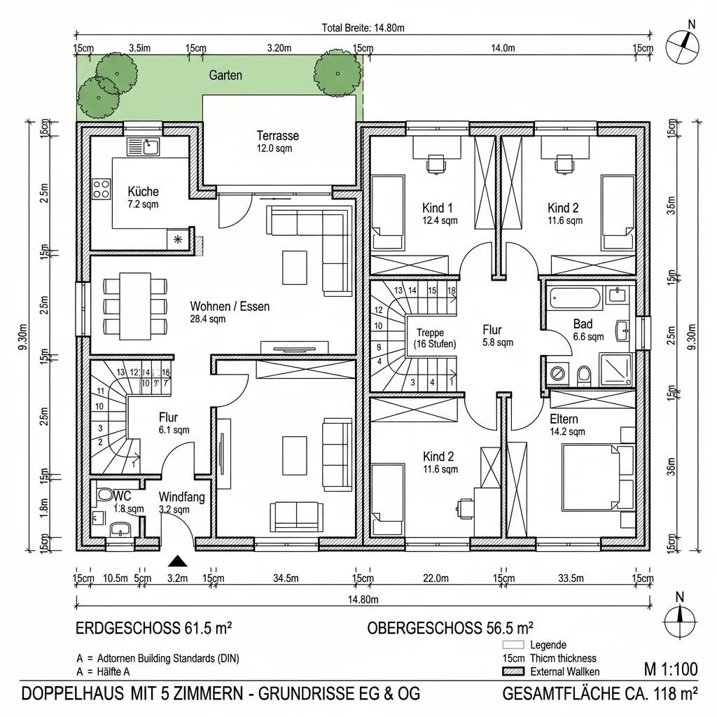 Grundriss Planungsbeispiel 118D10 von Bio-Solar-Haus — 118 m², 5 Zimmer