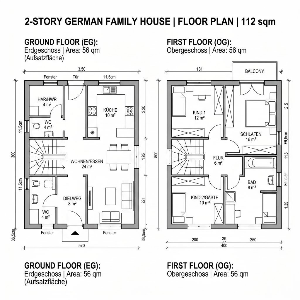 Grundriss Doppelhaus Laerche 112 von Frammelsberger Holzhaus — 112 m², 4 Zimmer