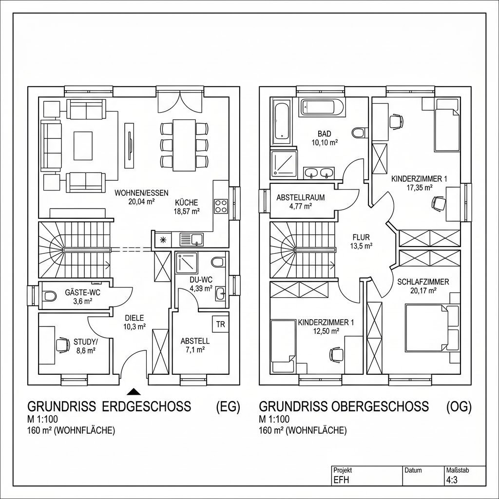 Grundriss Twin Flair 160 von Keitel-Haus — 160 m², 8 Zimmer