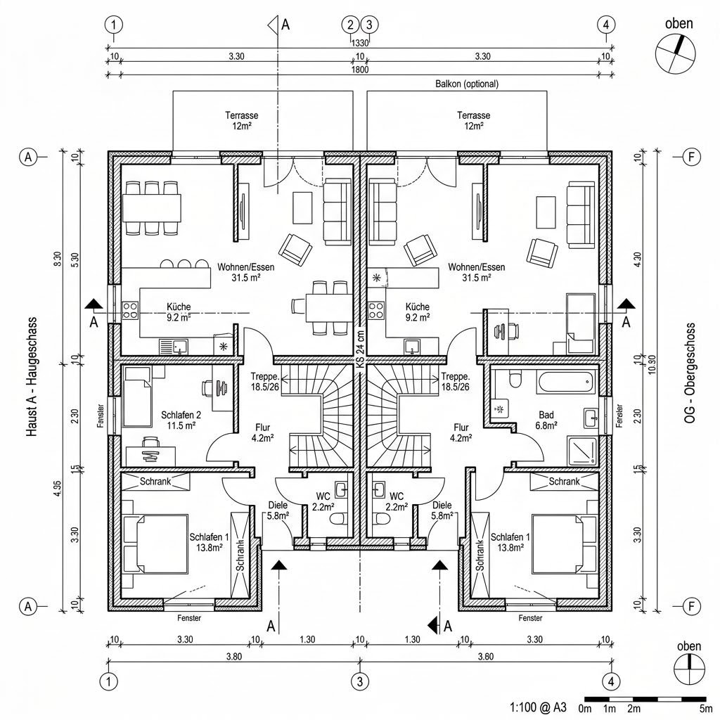 Grundriss TwinStyle 14.02 S von Living Haus — 118 m², 4 Zimmer