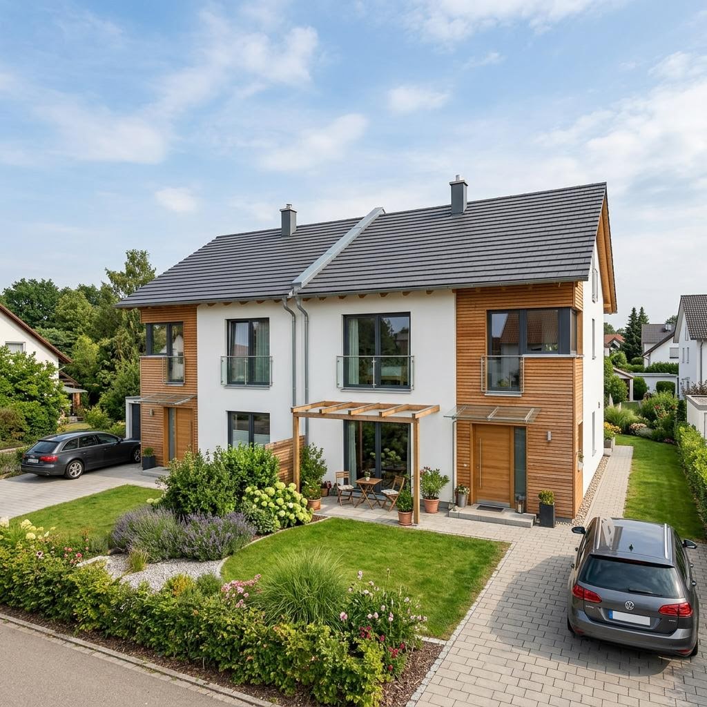 Doppelhaus Trend 118 von OKAL Haus — Holztafelbau mit rund 118 m² je Hälfte