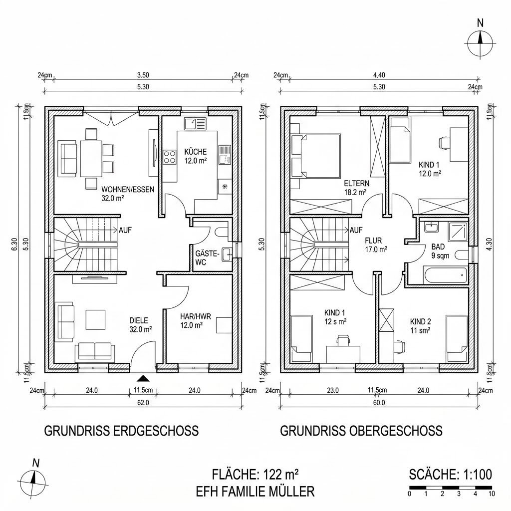 Grundriss EVOLUTION 122 V3 von Bien-Zenker — 122 m², 4 Zimmer