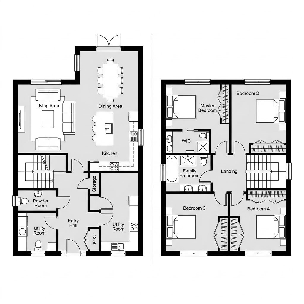 Grundriss EVOLUTION 143 V5 – 146 m² Einfamilienhaus mit 5 Zimmern