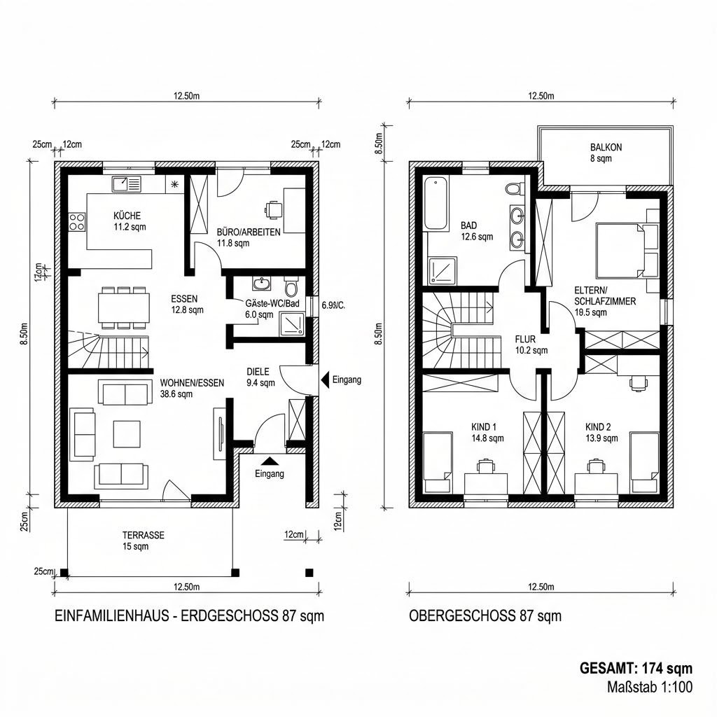Grundriss Belando 174 von Büdenbender Hausbau — 174 m², 6 Zimmer