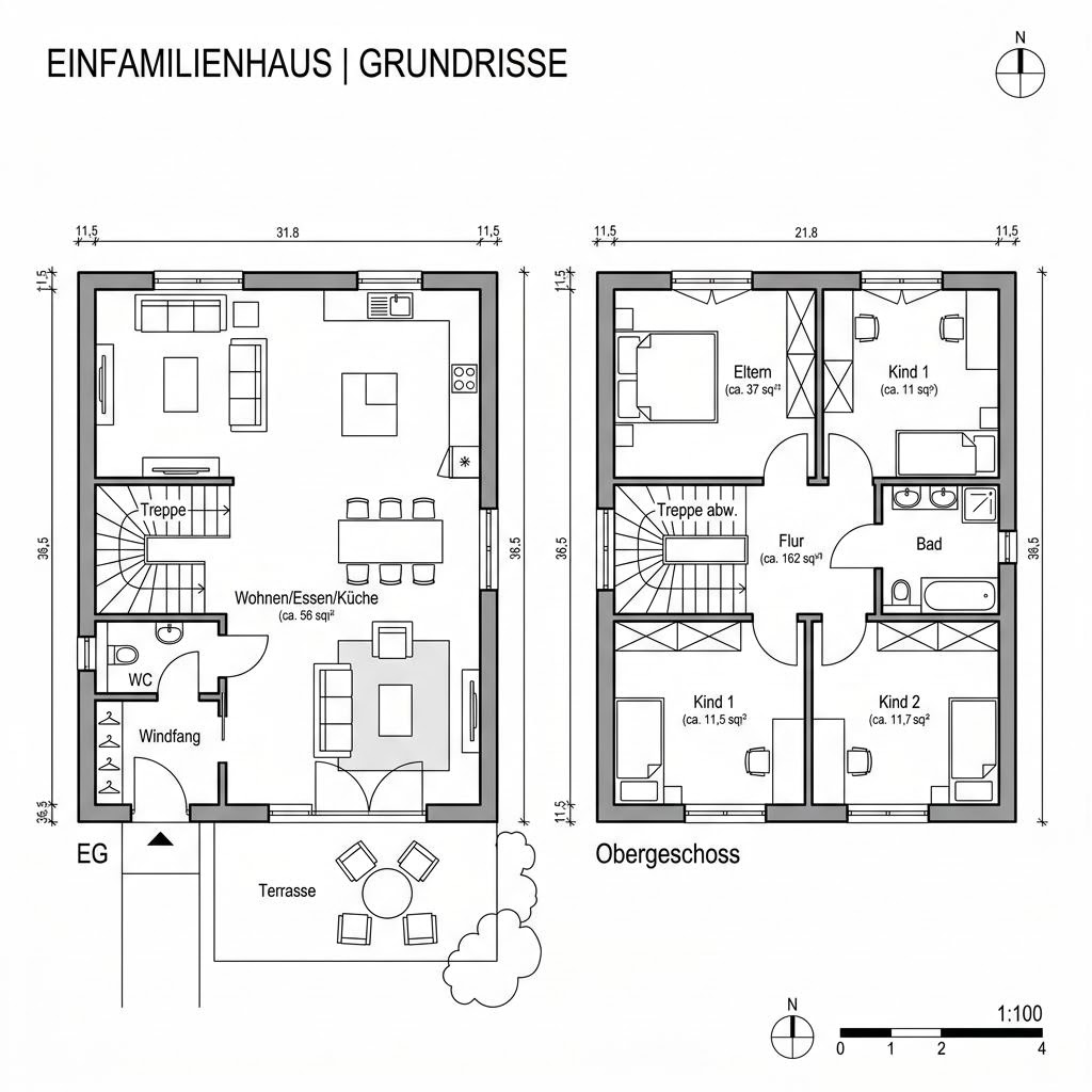 Grundriss Privat 162 von Danwood — 162 m², 6 Zimmer