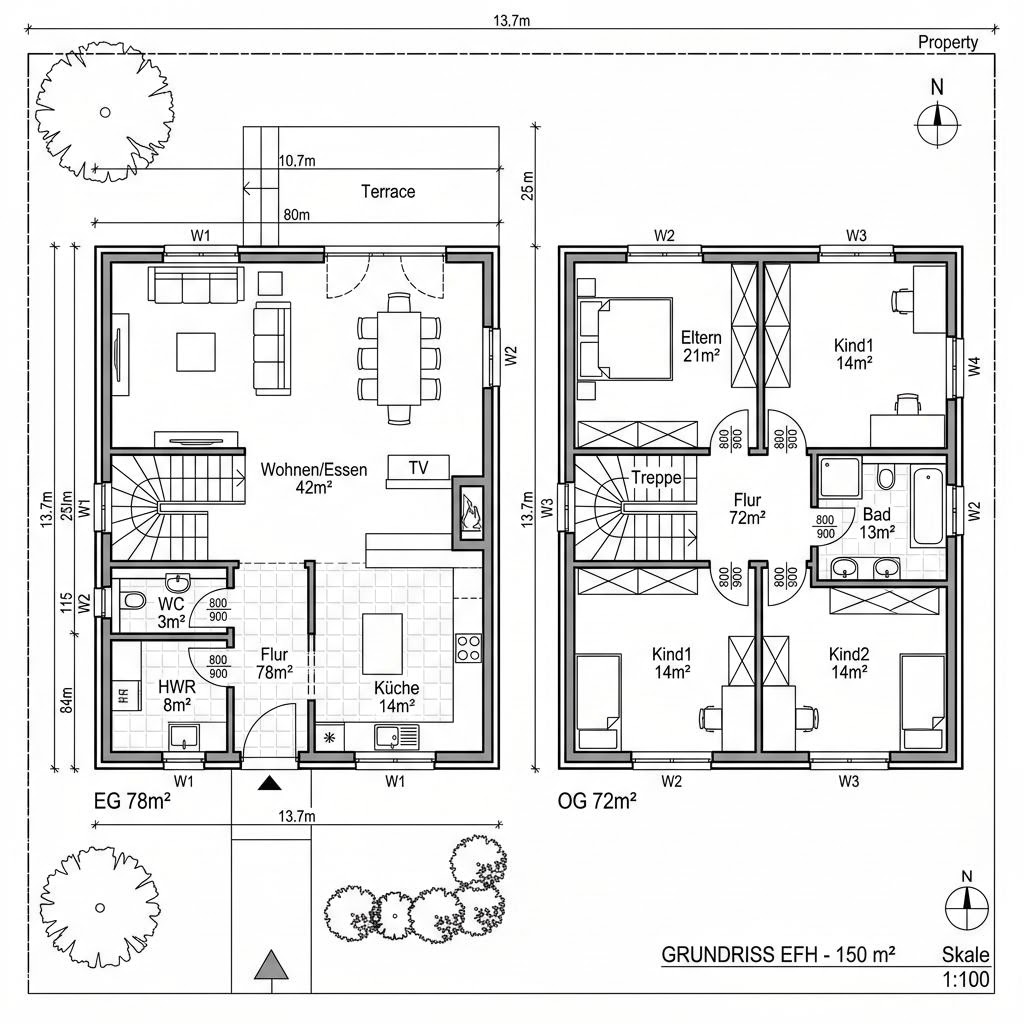 Grundriss MEDLEY 3.0 400 von FingerHaus — 150 m², 5 Zimmer