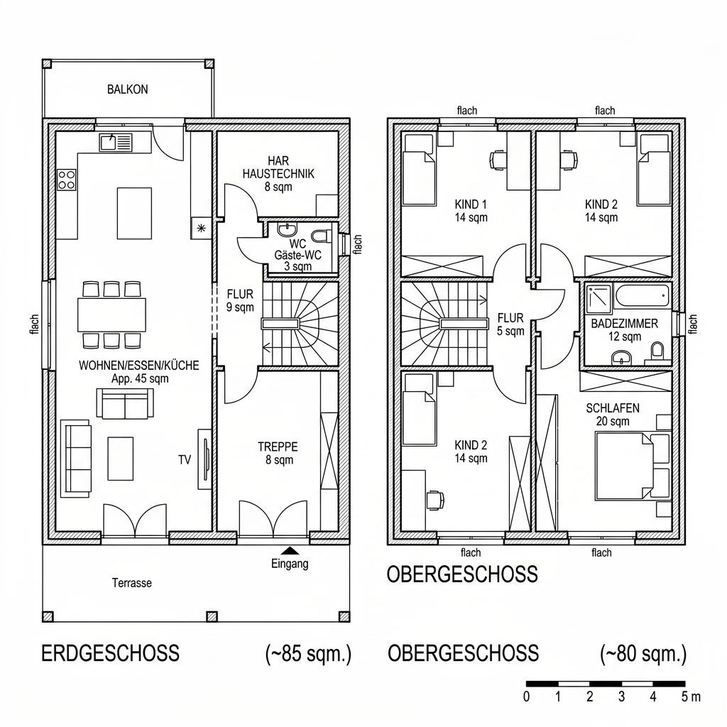 Grundriss Cubus 165 von Hanlo Haus — 165 m², 5 Zimmer