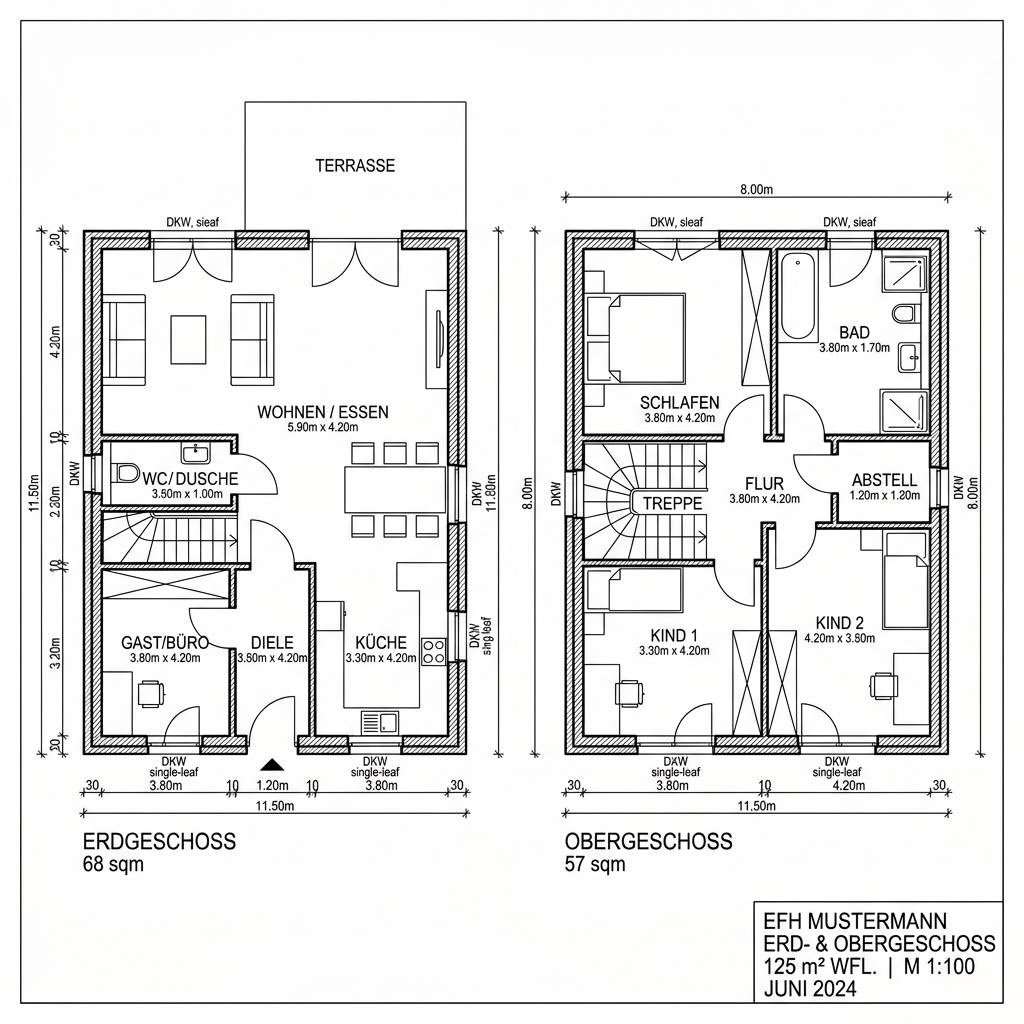 Grundriss VARIANT 25-125 von Hanse Haus — 125 m², 5 Zimmer