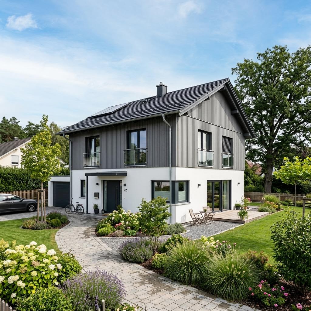 Einfamilienhaus Solitär Flair 178 von Keitel-Haus — großes Holzfertighaus mit Satteldach