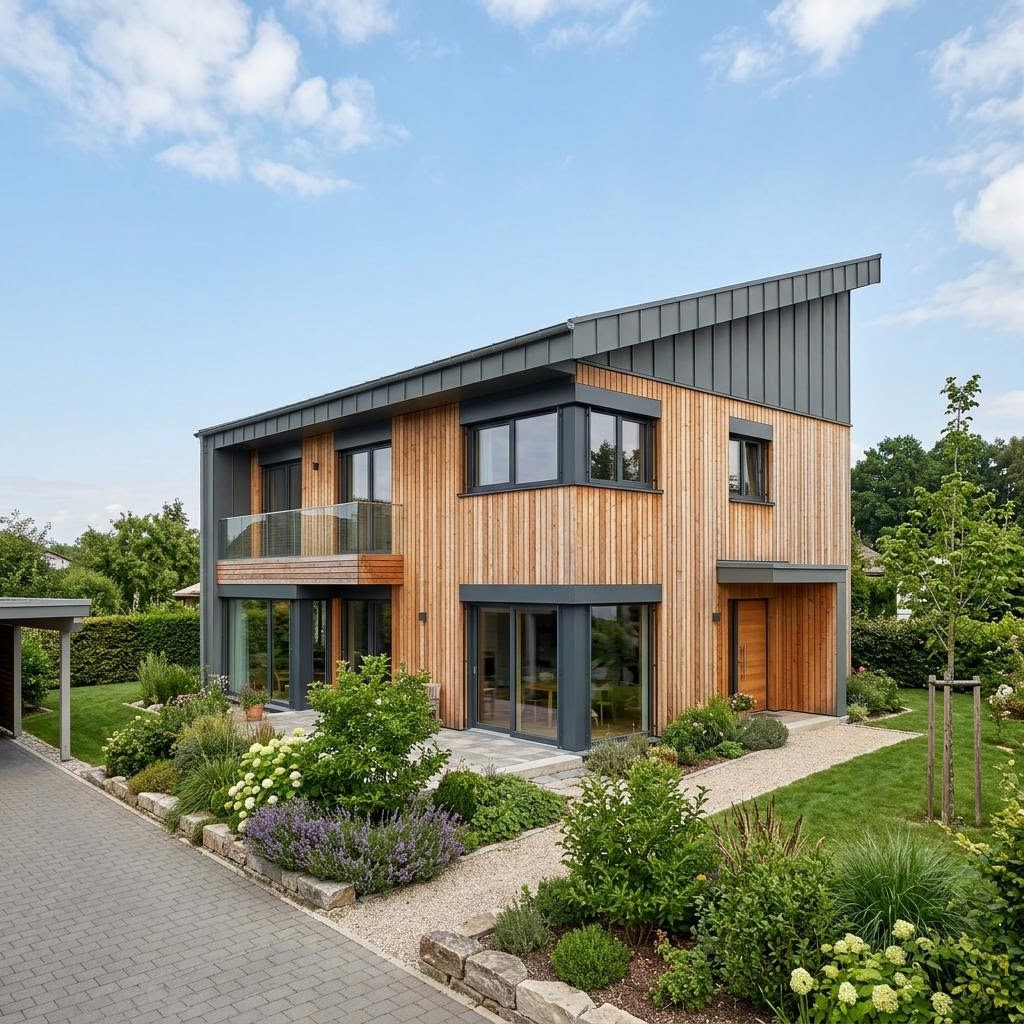 Einfamilienhaus PultHaus Solar 138 von Kitzlinger Haus — Fertighaus mit rund 138 m²