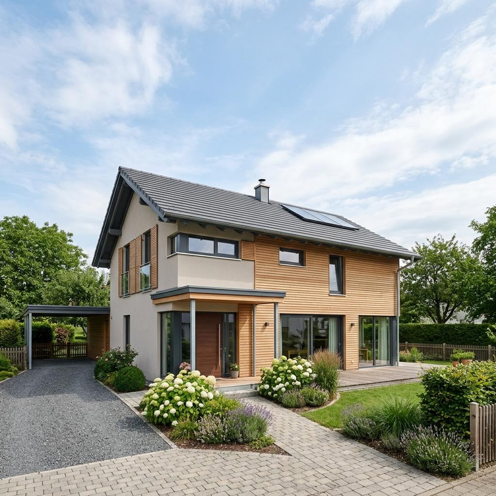 Einfamilienhaus SatteldachHaus 132 von Kitzlinger Haus — Holzfertighaus mit Satteldach