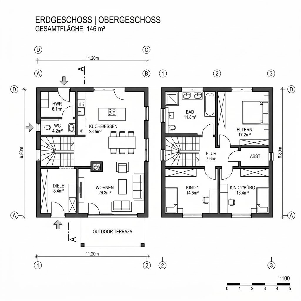 Grundriss Homestory 146 von LEHNER HAUS — 146 m², 5 Zimmer