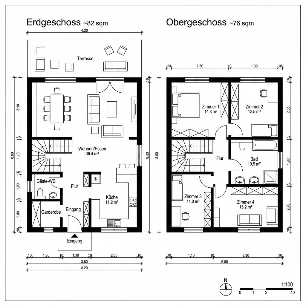Grundriss Homestory Pult 158 von LEHNER HAUS — 158 m², 5 Zimmer