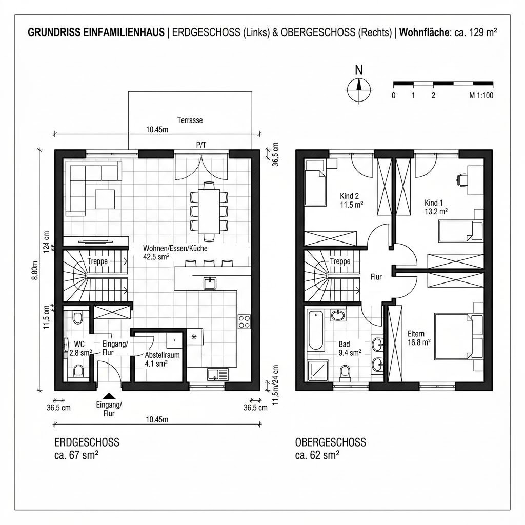 Grundriss SUNSHINE 129 V3 von Living Haus — 129 m², 5 Zimmer