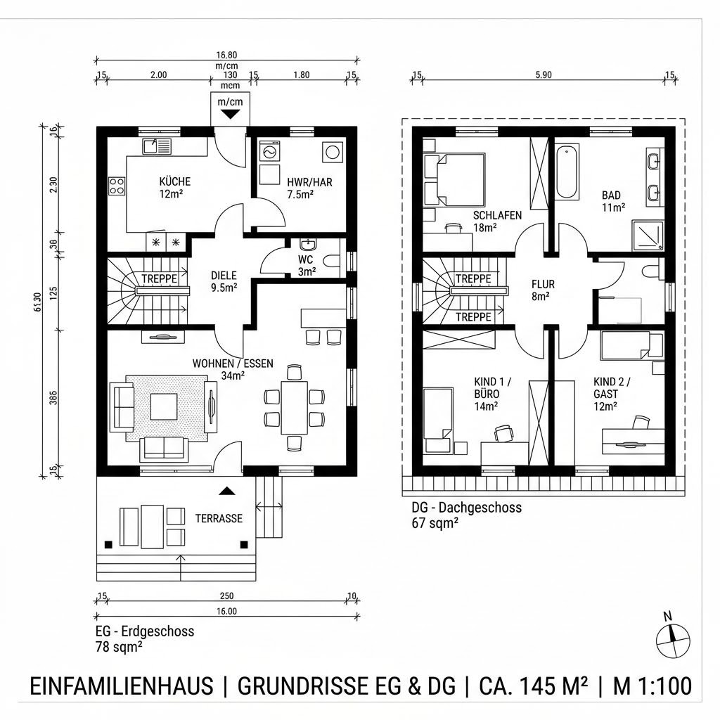 Grundriss Pro 145 von ProHaus — 145 m², 5 Zimmer