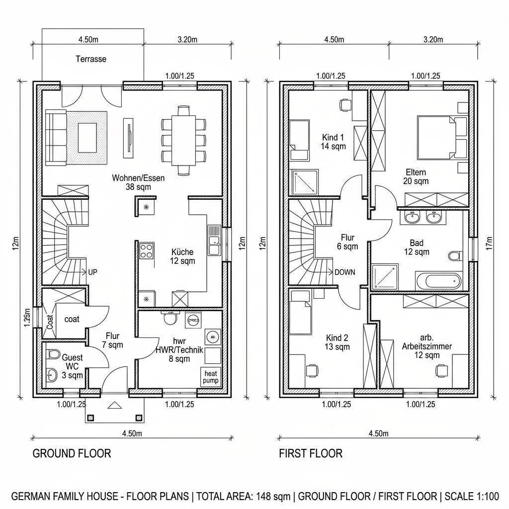 Grundriss Casa Natura 148 von Rubner Haus — 148 m², 5 Zimmer