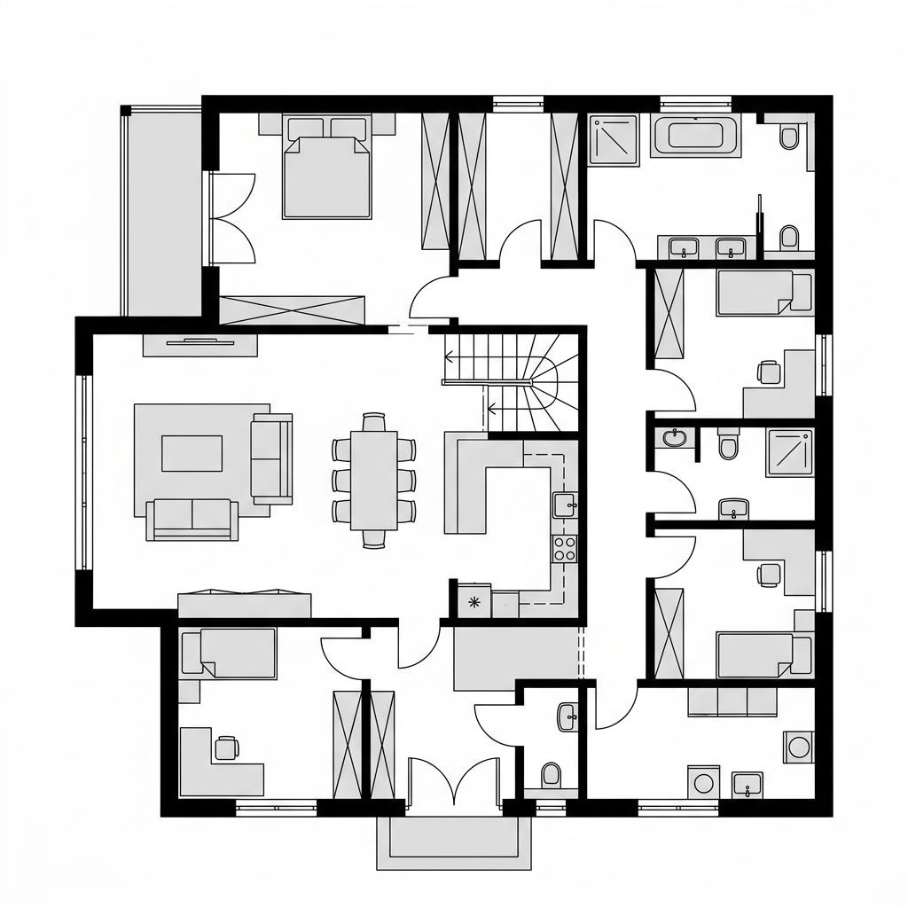 Grundriss Arve – 151 m² Amerikanisches Haus mit 5 Zimmern
