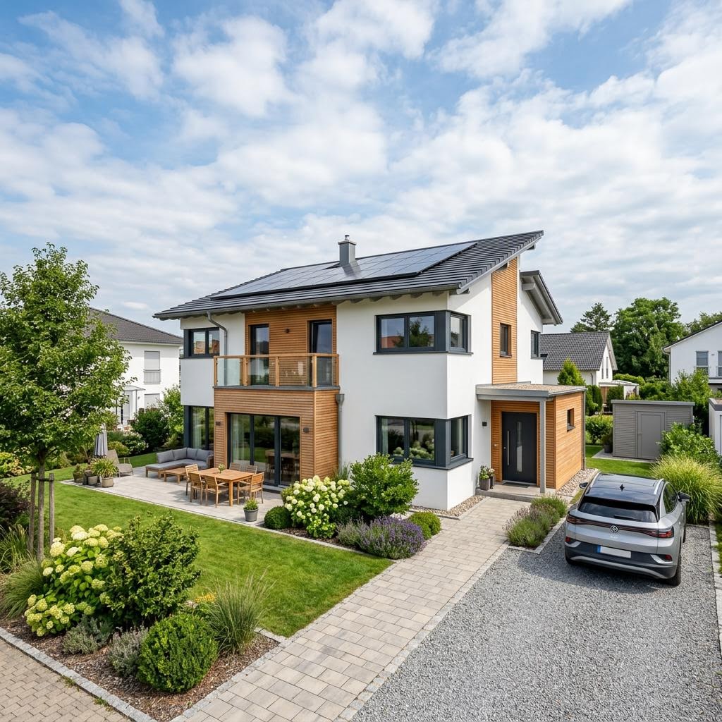 Einfamilienhaus Vitalis 148 von TALBAU-Haus — Holzfertighaus mit Pultdach und 148 m²