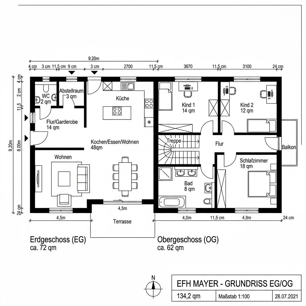 Grundriss Comfort Living 134 von Vario-Haus Deutschland — 134 m², 5 Zimmer