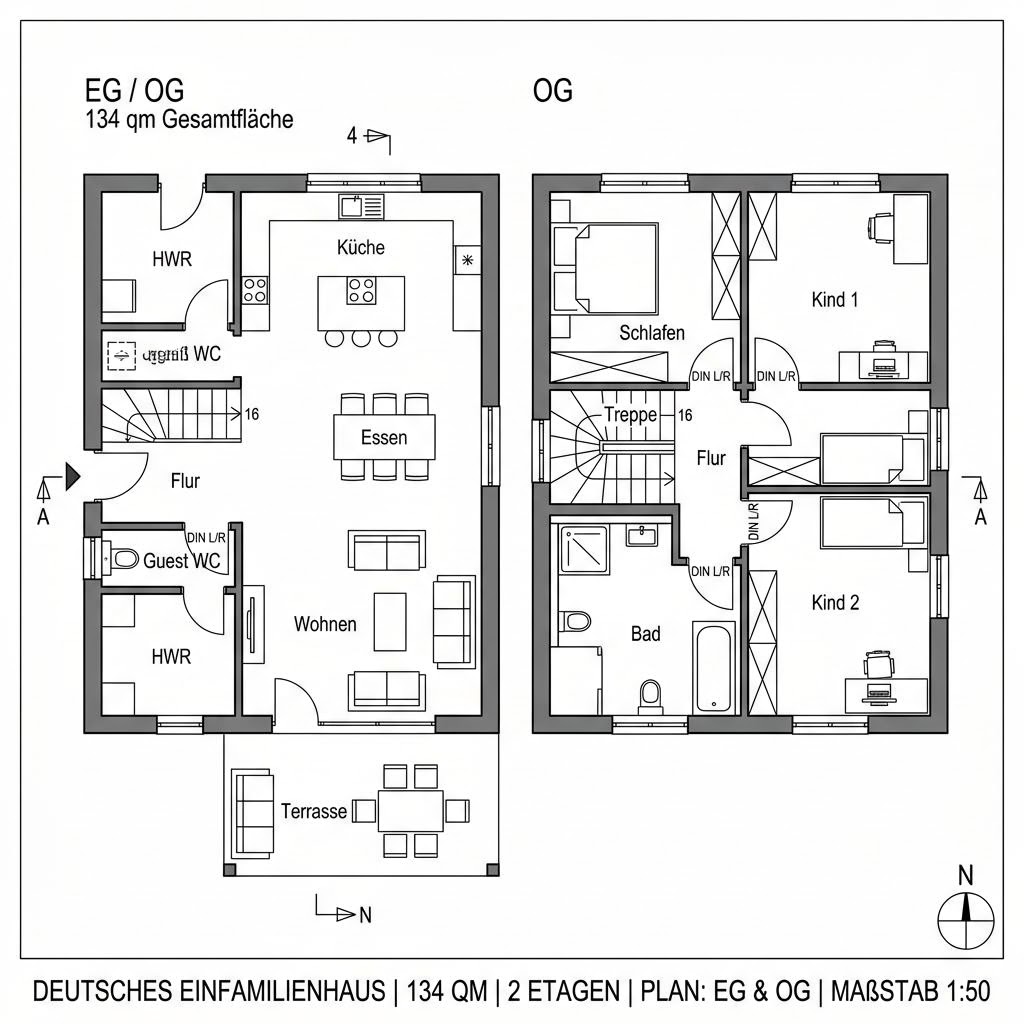 Grundriss Option+ 134 von WeberHaus — 134 m², 4 Zimmer