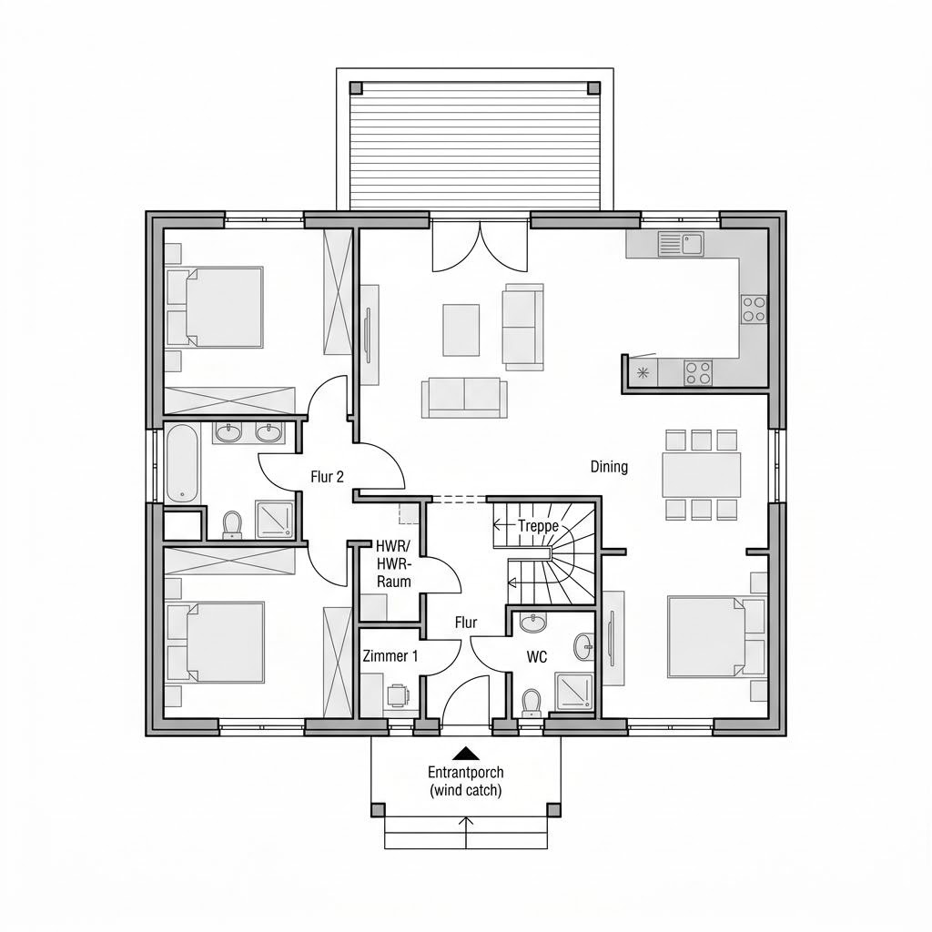 Grundriss Arla – 142 m² Schwedenhaus mit 5 Zimmern