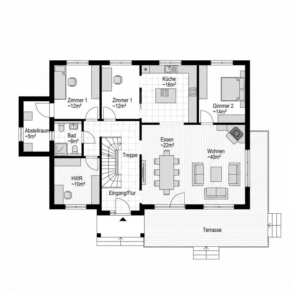 Grundriss Nordan – 165 m² Schwedenhaus mit 6 Zimmern