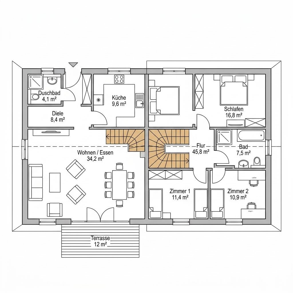 Grundriss Varberg 104 – 104 m² Ferienhaus mit 5 Zimmern