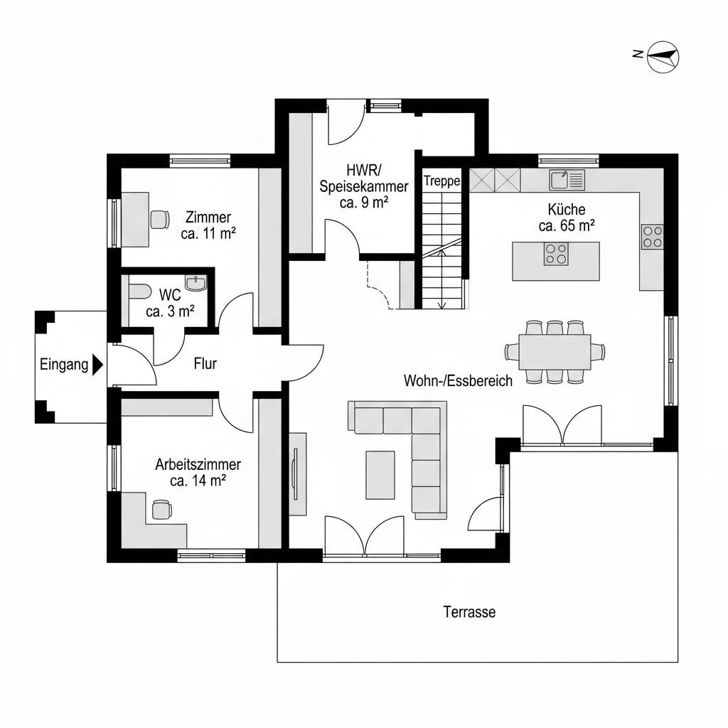 Grundriss All in One 159 – 159 m² Einfamilienhaus mit 6 Zimmern
