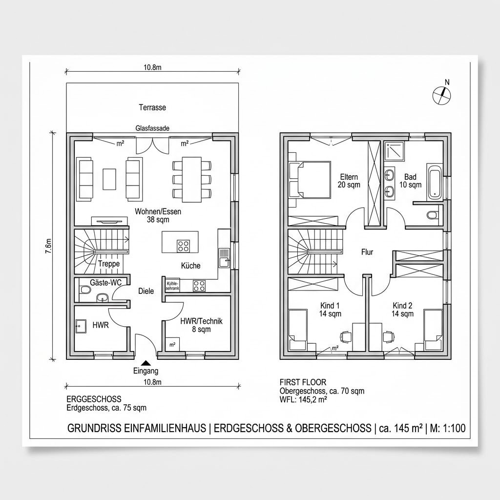 Grundriss Living 145 von ELK Haus — 145 m², 5 Zimmer