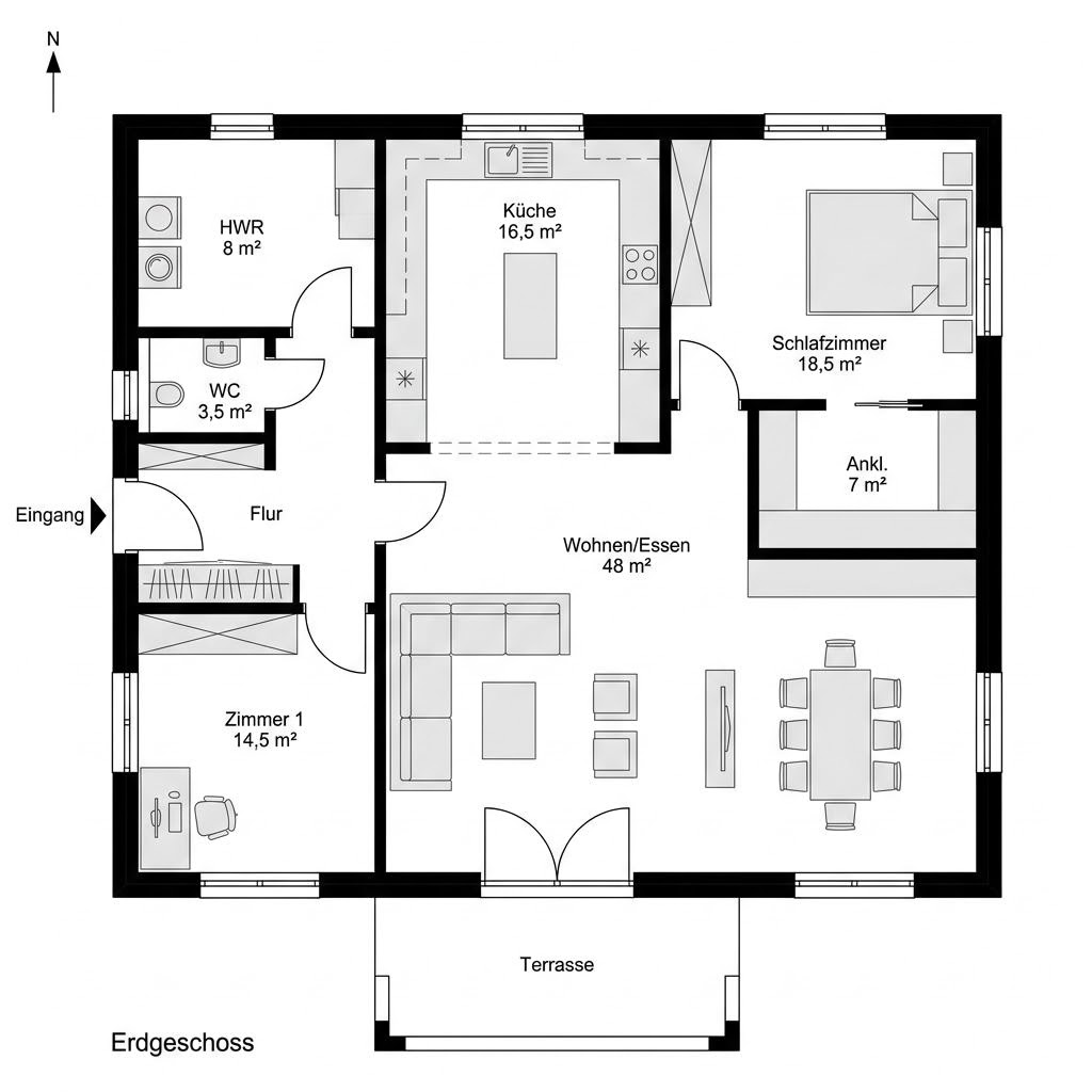 Grundriss Now 143 – 143 m² Einfamilienhaus mit 5 Zimmern