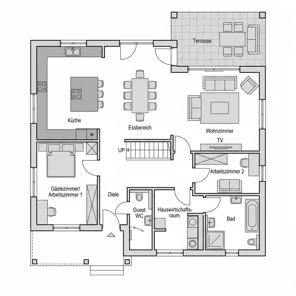 Grundriss VIO 221 – 130 m² Einfamilienhaus mit 5 Zimmern