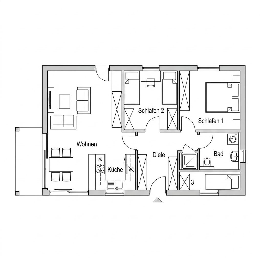 Grundriss Halland 92 – 92 m² Ferienhaus mit 4 Zimmern