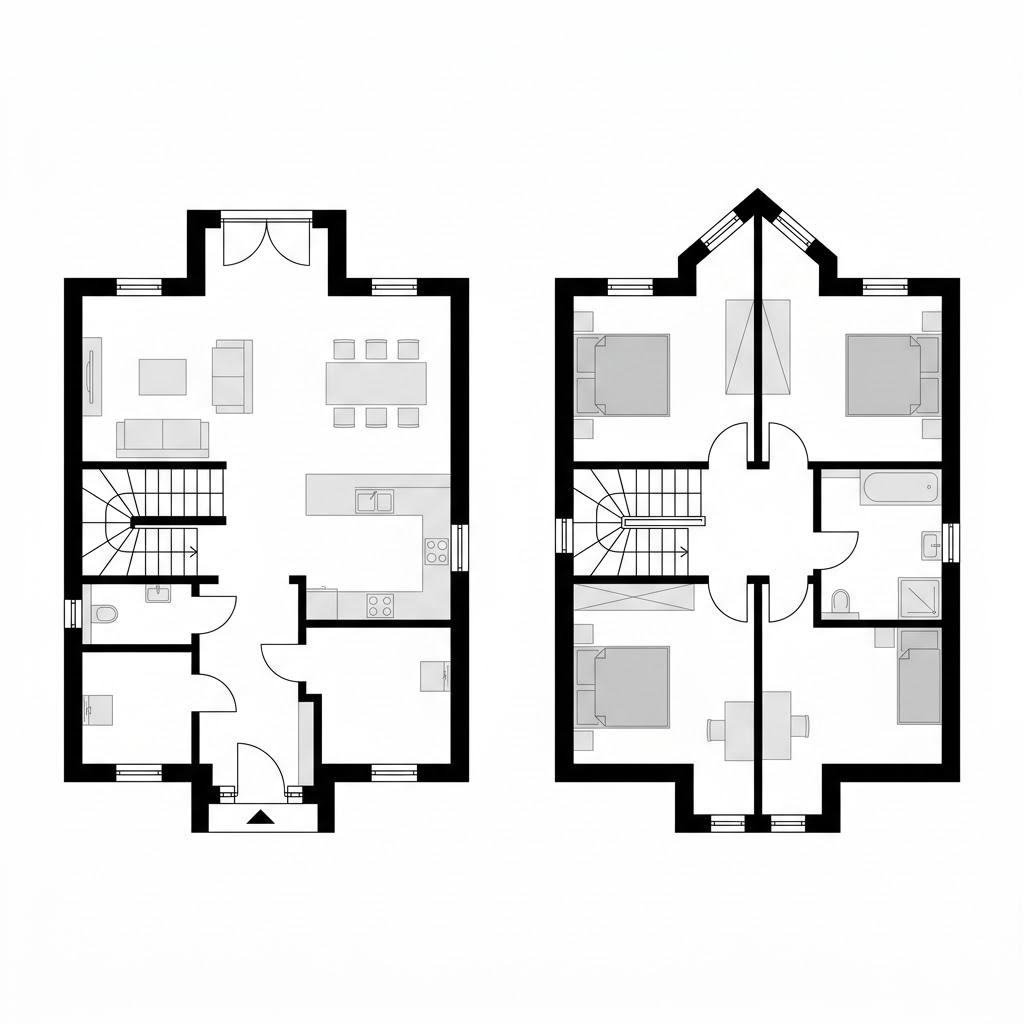 Grundriss Nordgiebel 146 – 146 m² Friesenhaus mit 5 Zimmern