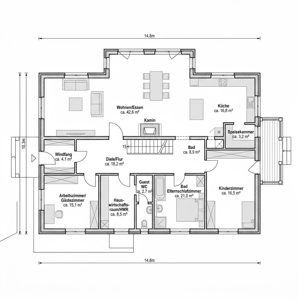 Grundriss Malmö Zweigeschossig – 152 m² Schwedenhaus mit 6 Zimmern